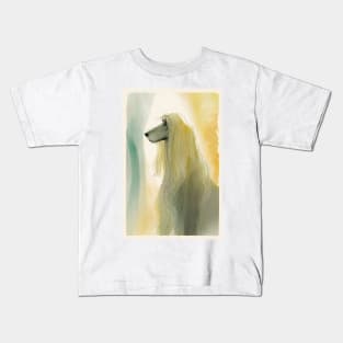 abstract afghan hound watercolor in neutral tones Kids T-Shirt